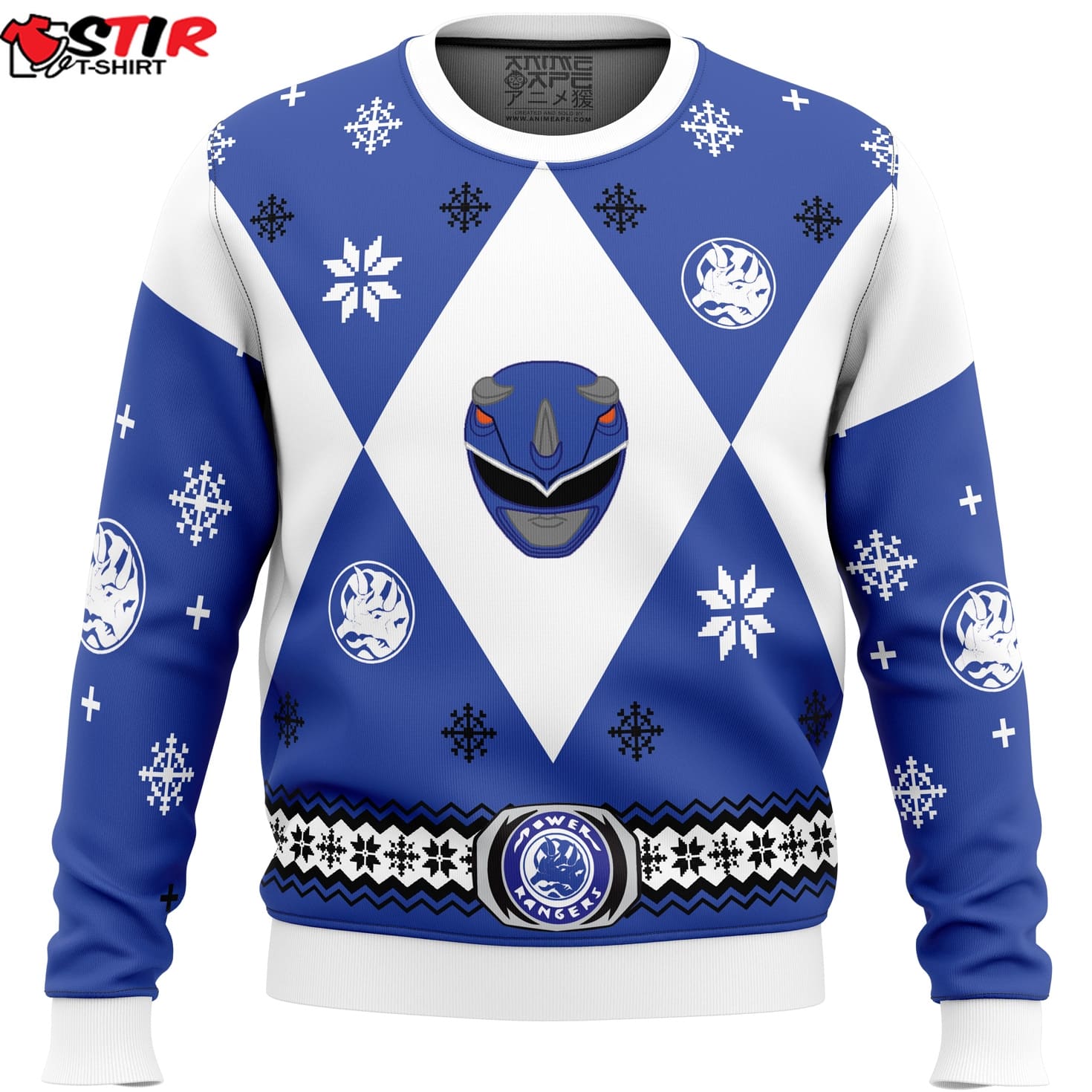 Mighty Morphin Power Rangers Blue Ugly Christmas Sweater Stirtshirt