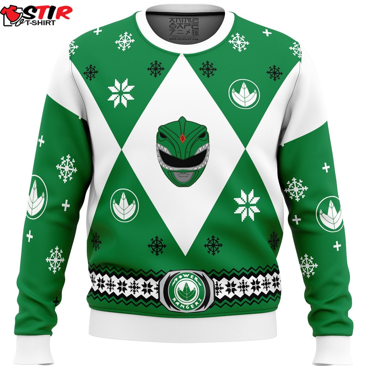 Mighty Morphin Power Rangers Green Ugly Christmas Sweater Stirtshirt