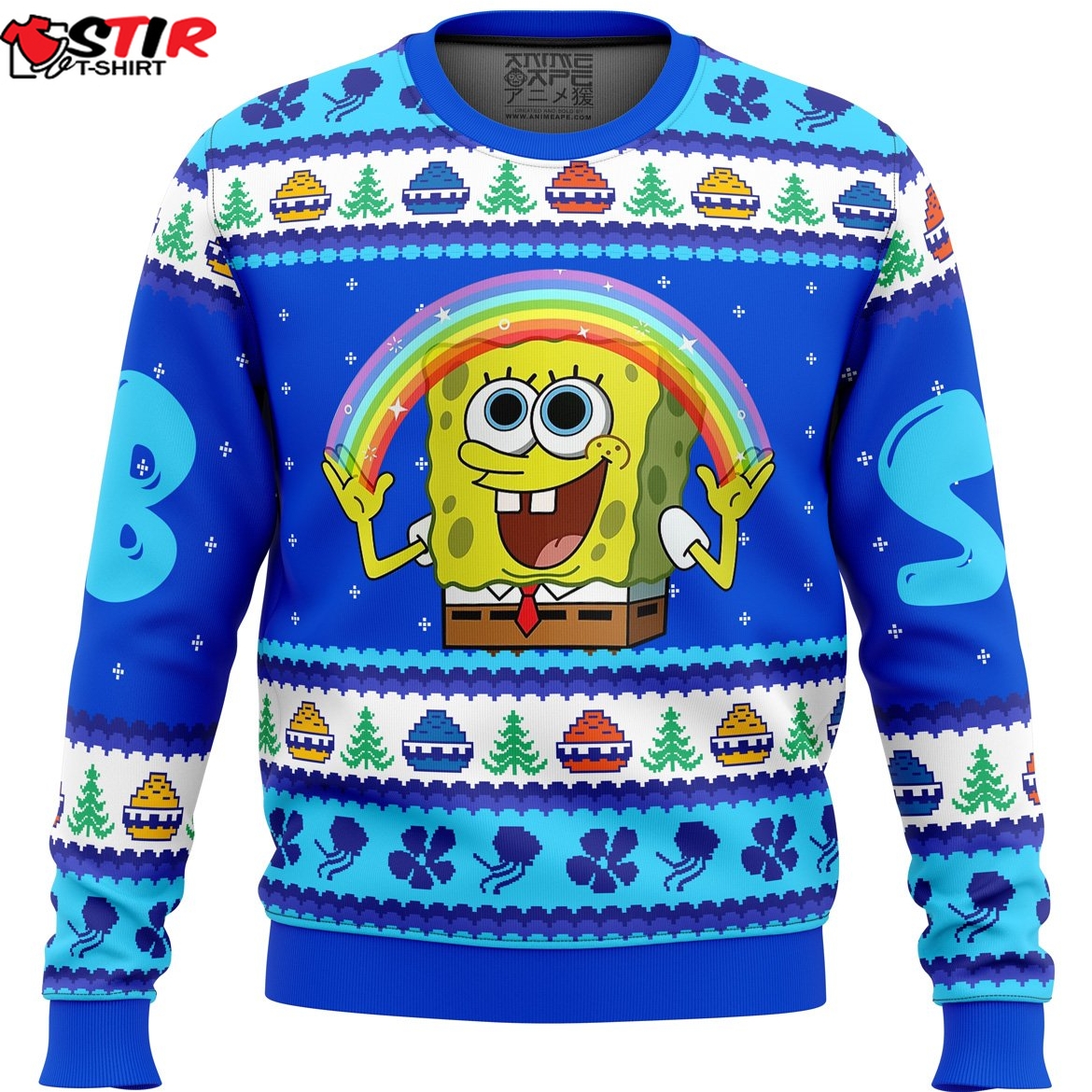Nickelodeon Cartoons Rainbow Spongebob Ugly Christmas Sweater Stirtshirt