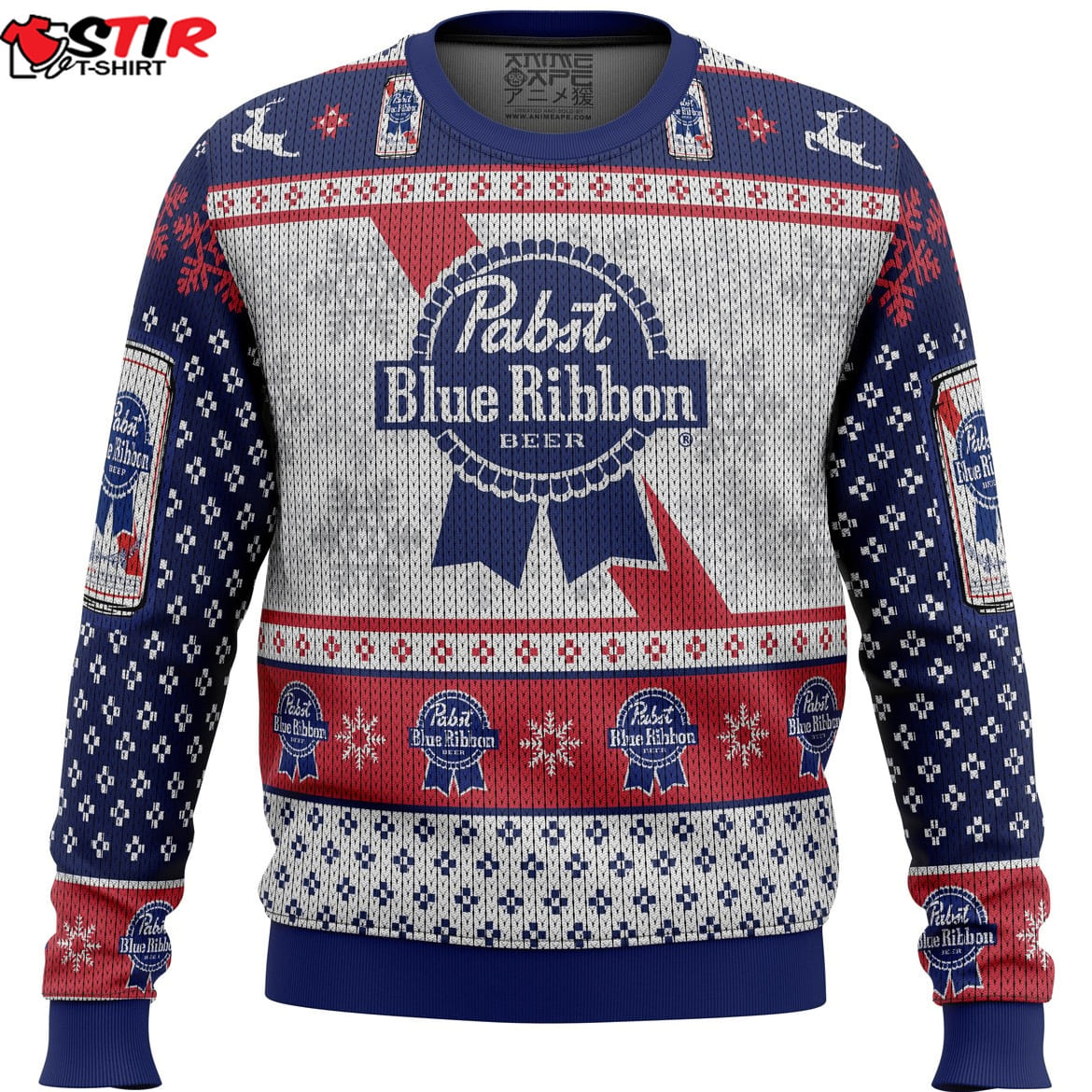 Pabst Blue Ribbon Ugly Christmas Sweater Stirtshirt