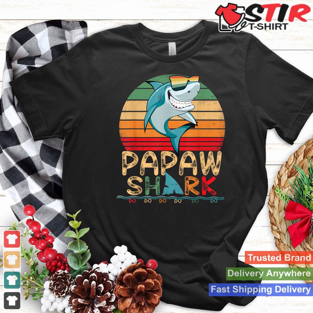 Papaw Shark Vintage Retro Pajamas Funny Shark Lover Family