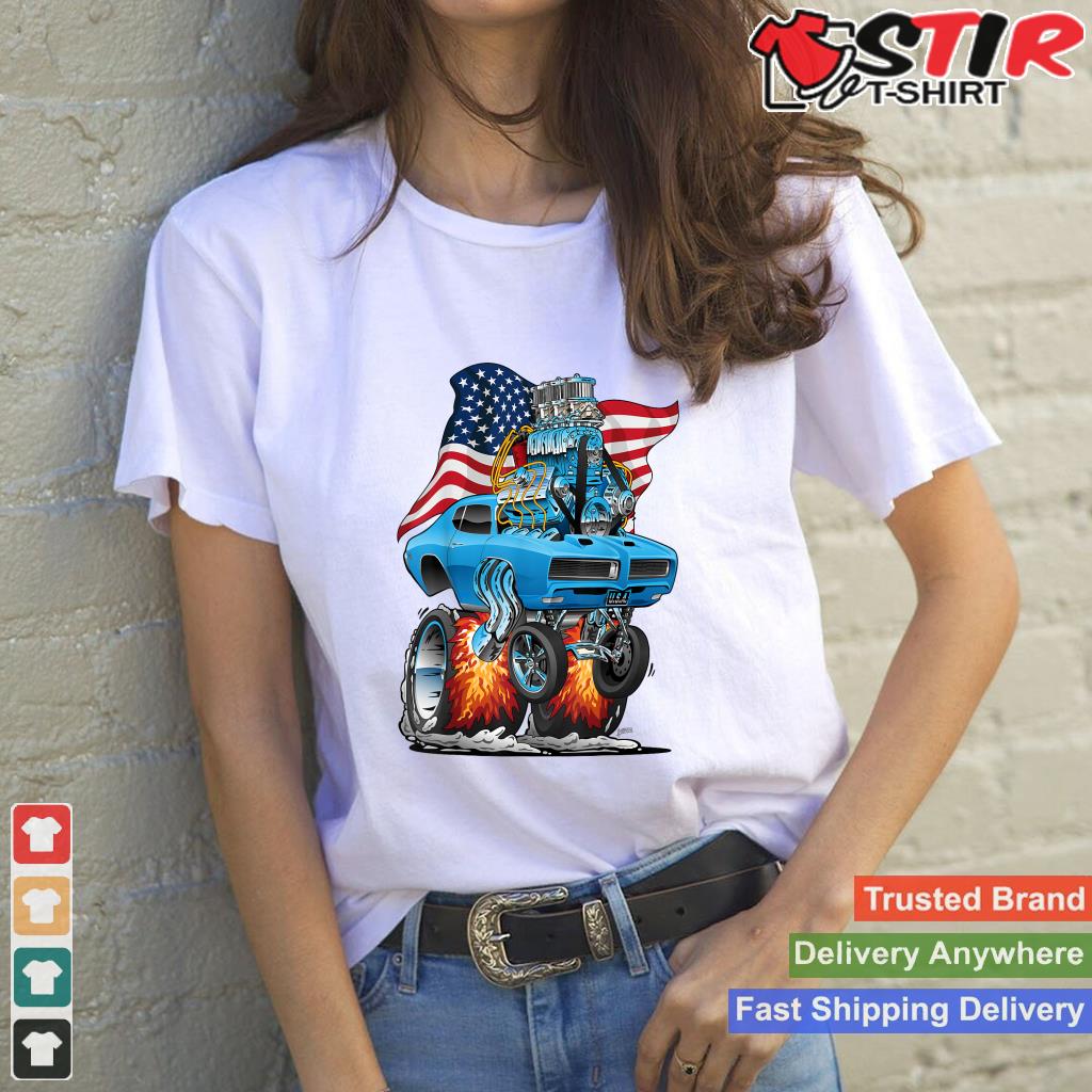 Patriotic 60S Muscle Car Funny Dragster Usa Hot Rod Cartoon_1