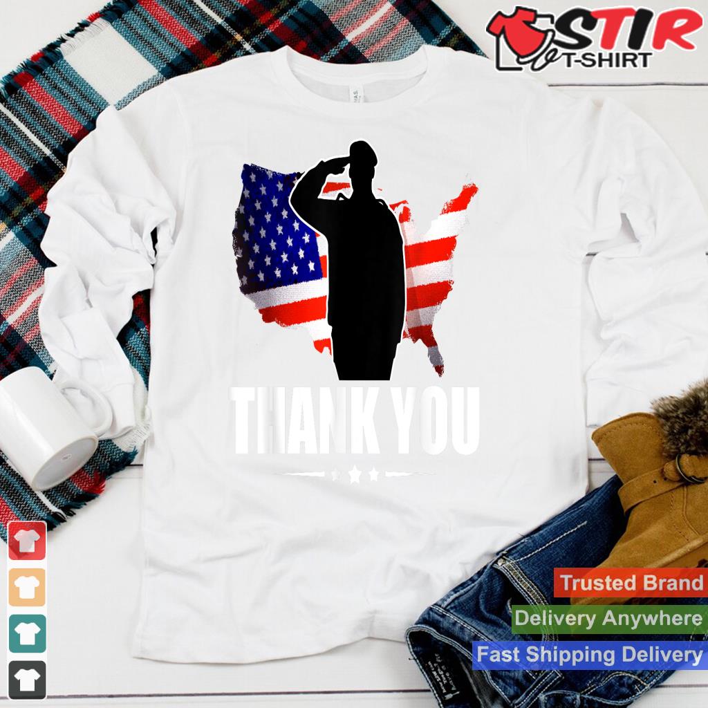 Patriotic American Flag Thank You For Your Service Veteran Shirt Hoodie Sweater Long Sleeve
