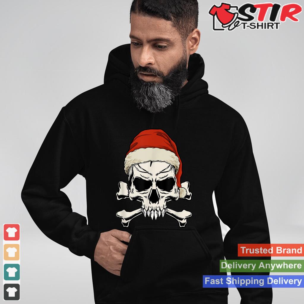 Pirate Christmas Skull & Crossbones Santa Hat Goth Pirate Shirt Hoodie Sweater Long Sleeve