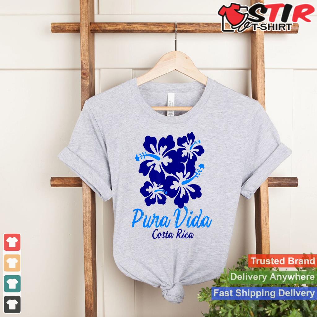 Pura Vida Costa Rica Blue Hibiscus Shirt Hoodie Sweater Long Sleeve