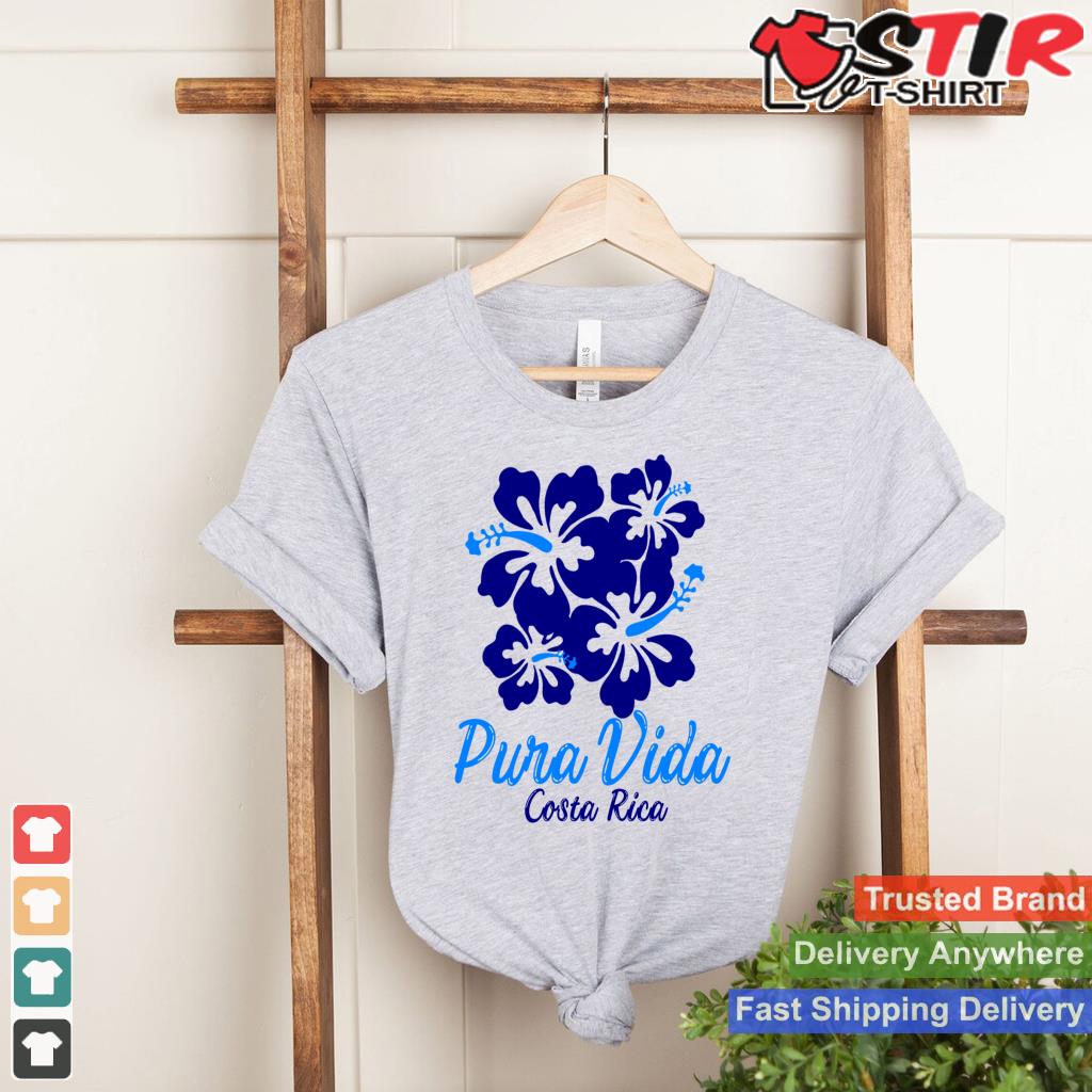 Pura Vida Costa Rica Blue Hibiscus Long Sleeve Shirt Hoodie Sweater Long Sleeve