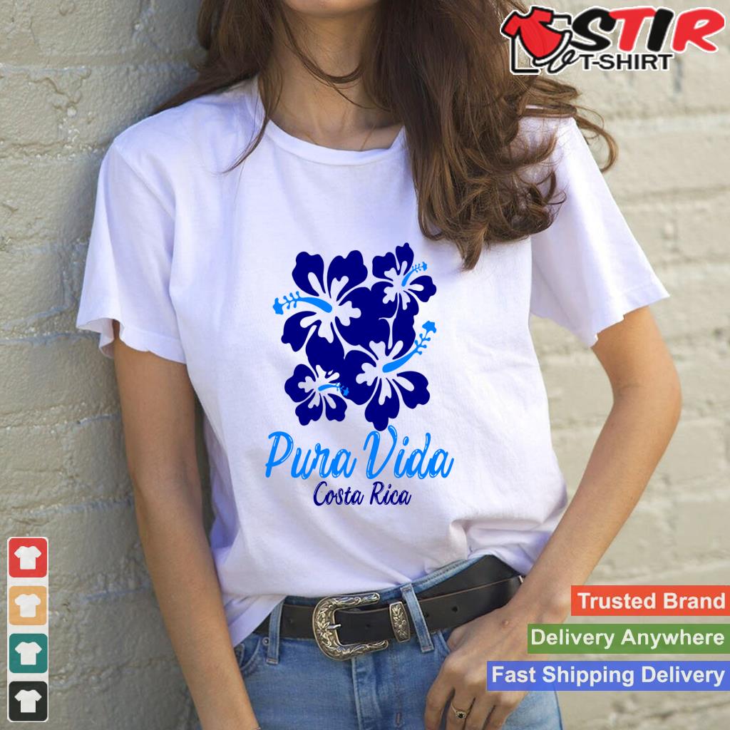 Pura Vida Costa Rica Blue Hibiscus Long Sleeve Shirt Hoodie Sweater Long Sleeve