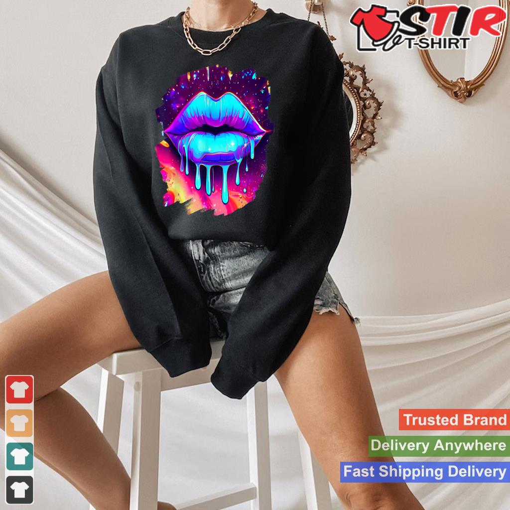 Rainbow Lips In Space Fashion Lip Art Design Print Colorful_1 Shirt Hoodie Sweater Long Sleeve