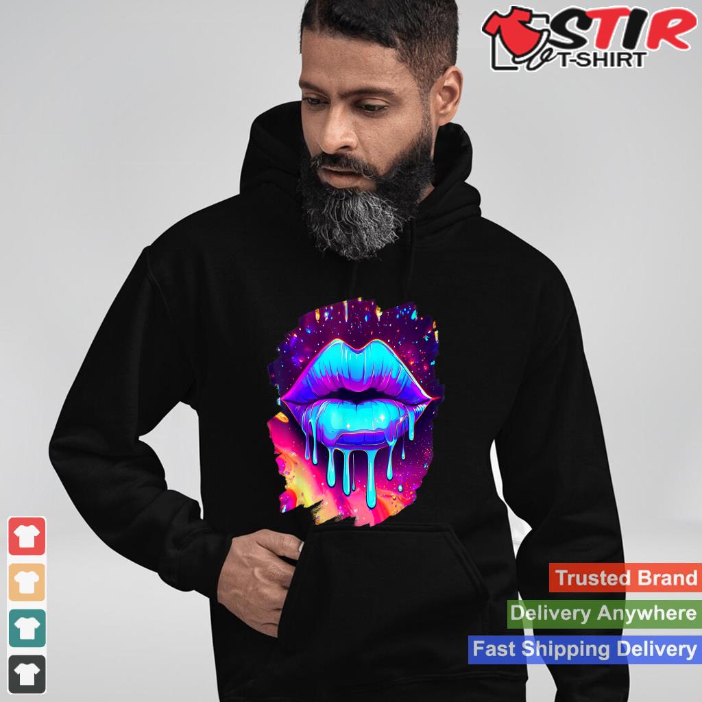 Rainbow Lips In Space Fashion Lip Art Design Print Colorful_1 Shirt Hoodie Sweater Long Sleeve