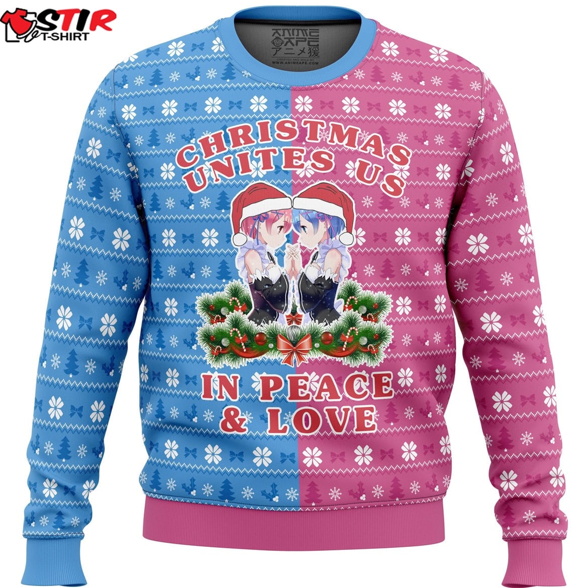 Re Zero Ram And Rem Christmas Ugly Christmas Sweater Min Stirtshirt