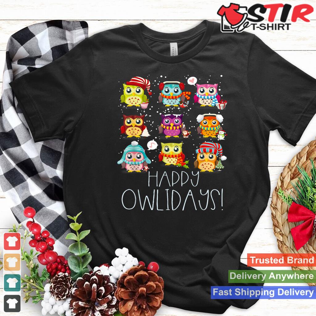 Retro Baby Owl Happy Owlidays Family Kids Christmas Holiday