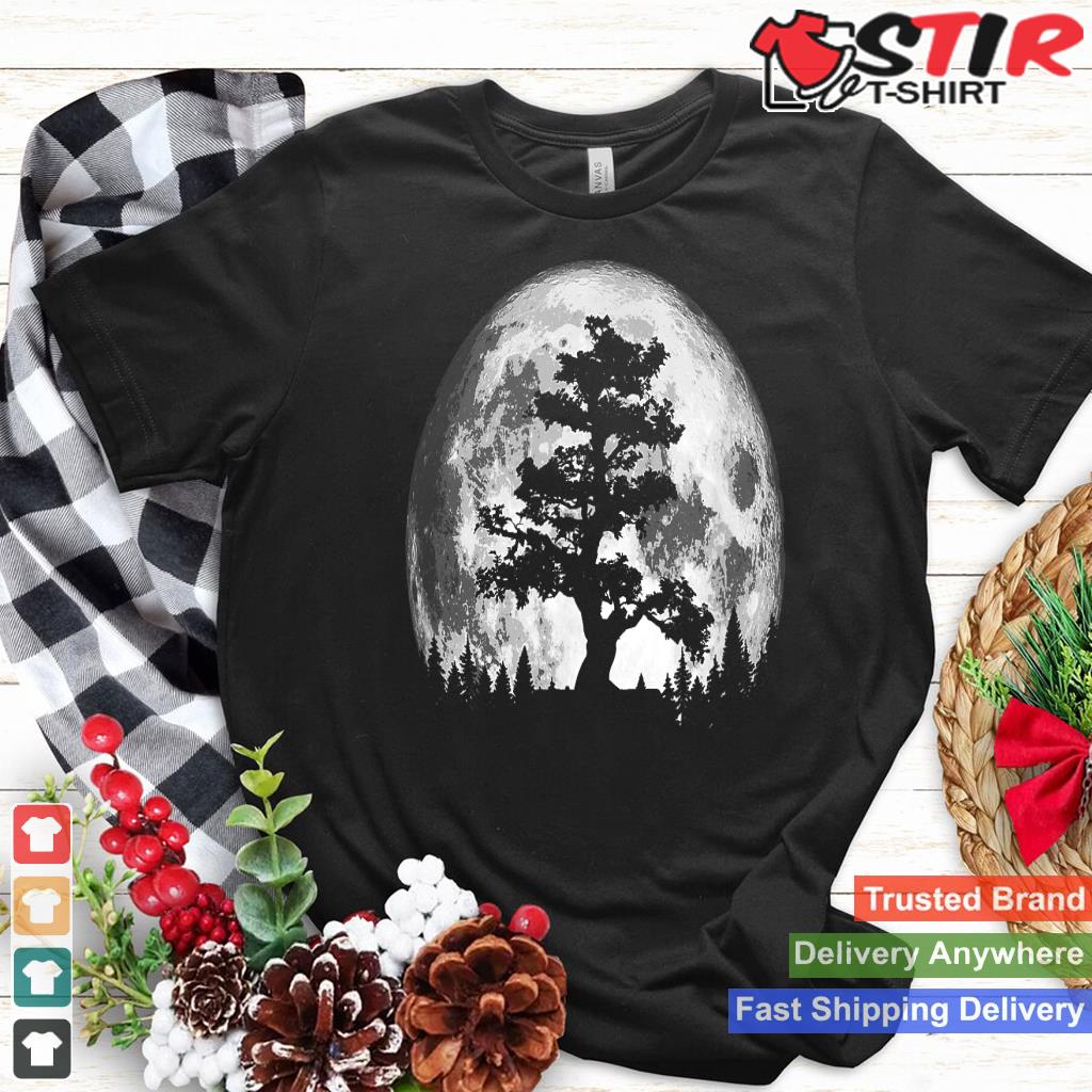 Retro Full Moon & Minimalist Pine Tree Vintage Graphic Shirt Hoodie Sweater Long Sleeve