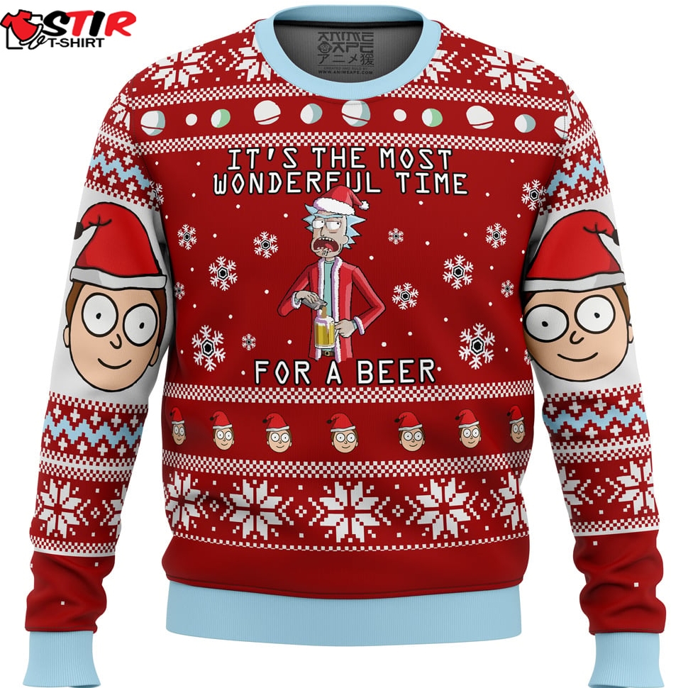 Rick And Morty Time For A Beer Ugly Christmas Sweater Stirtshirt