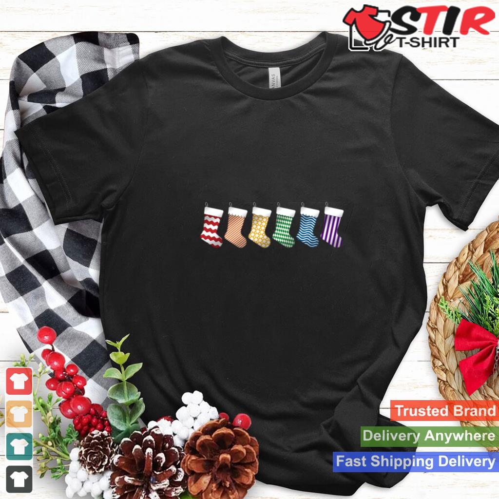 Row Of Six Lgbtq Pride Rainbow Christmas Stockings Shirt TShirt Hoodie Sweater Long
