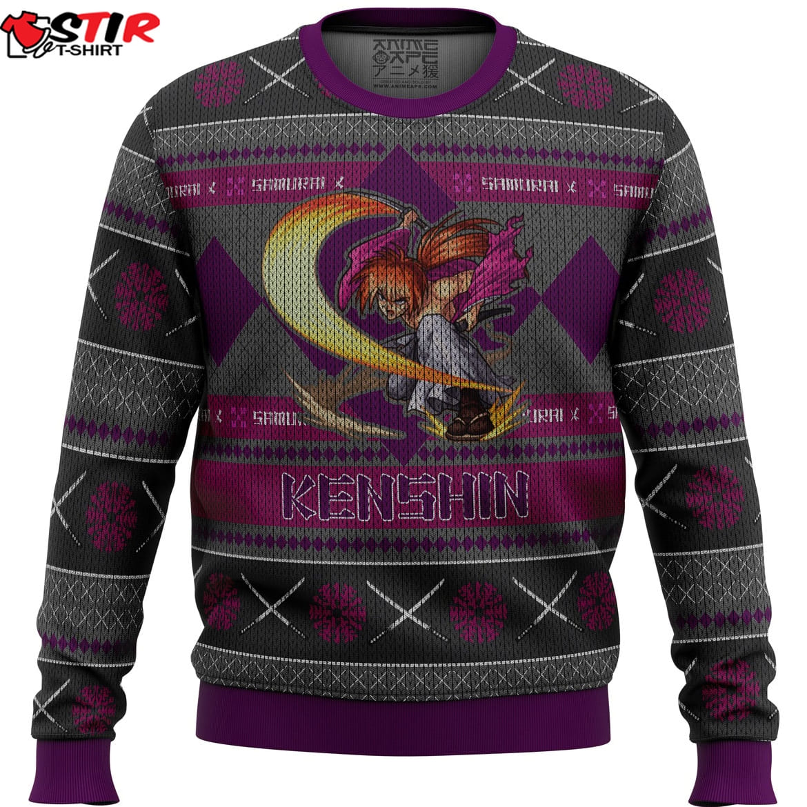 Rurouni Keshin Battousai Samurai X Ugly Christmas Sweater Stirtshirt