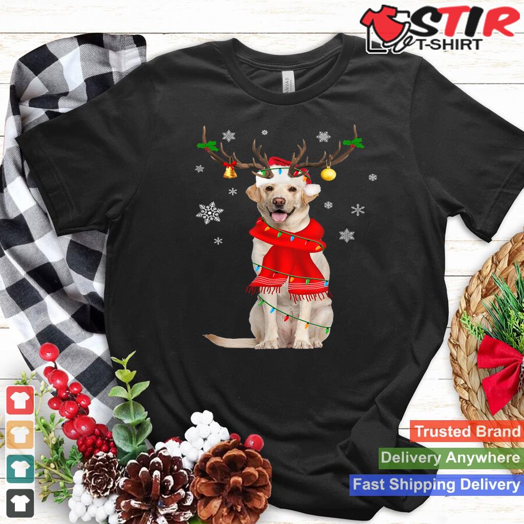 Santa Hat Labrador Retriever Reindeer Tree Light Christmas Shirt Hoodie Sweater Long Sleeve