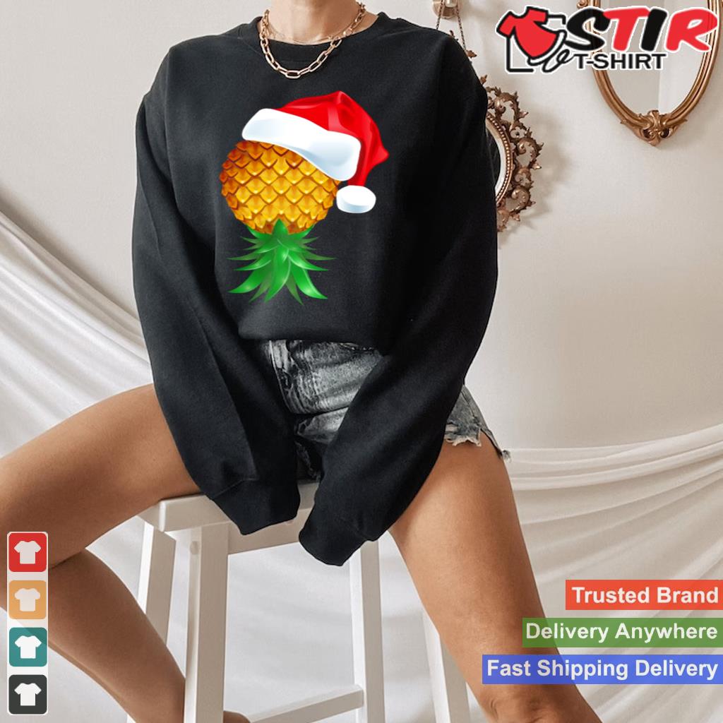 Santa Hat Swinger Upside Down Pineapple Shirt TShirt Hoodie Sweater Long