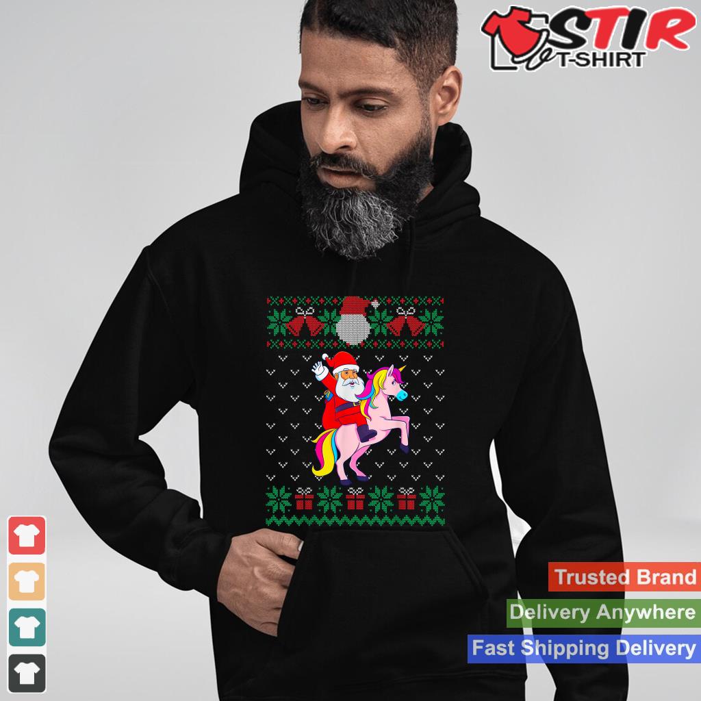Santa Riding Unicorn, Ugly Christmas Sweater, Women Girls Shirt Hoodie Sweater Long Sleeve