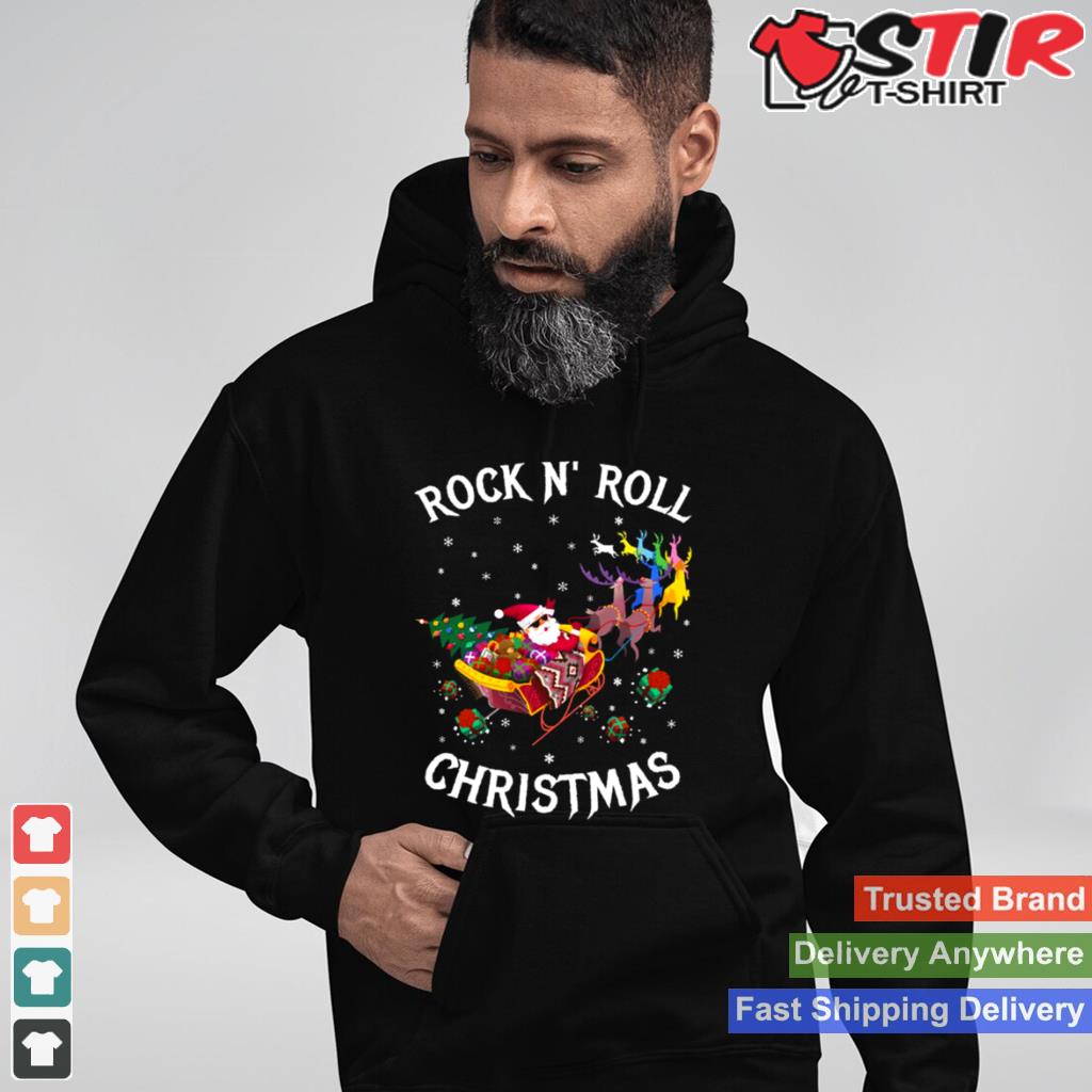 Santa Rock N Roll Christmas Shirt Shirt Hoodie Sweater Long Sleeve