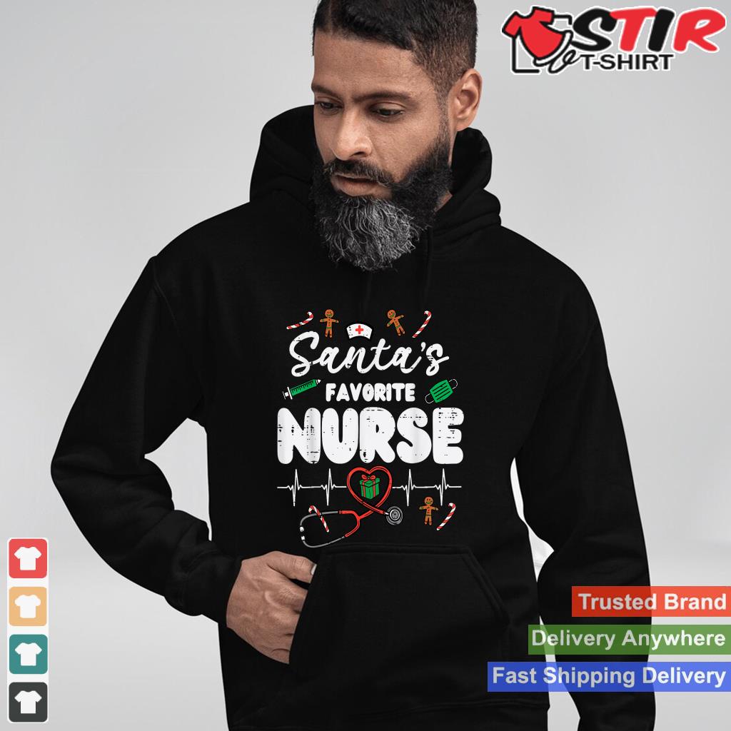 Santas Favorite Nurse Christmas Xmas Nursing Scrub Top Women_1 Shirt Hoodie Sweater Long Sleeve