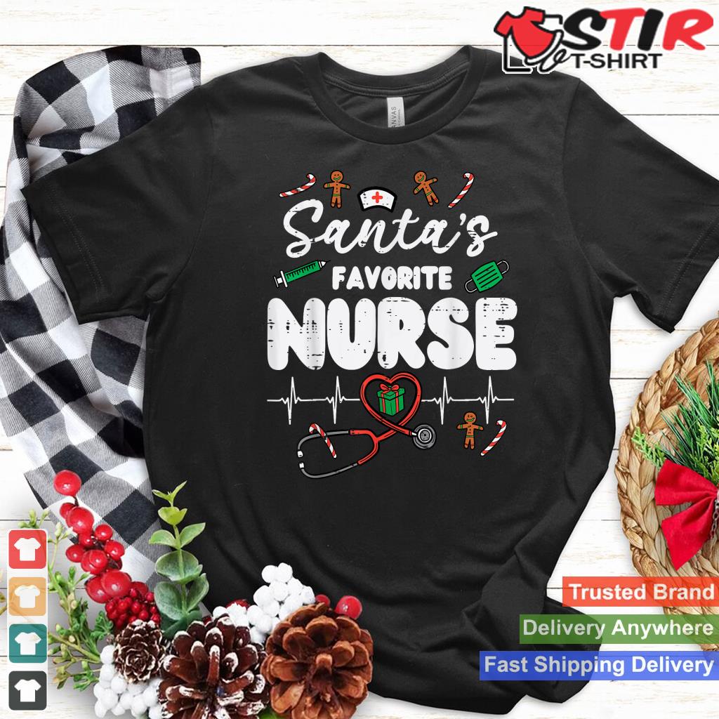Santas Favorite Nurse Christmas Xmas Nursing Scrub Top Women_1 Shirt Hoodie Sweater Long Sleeve