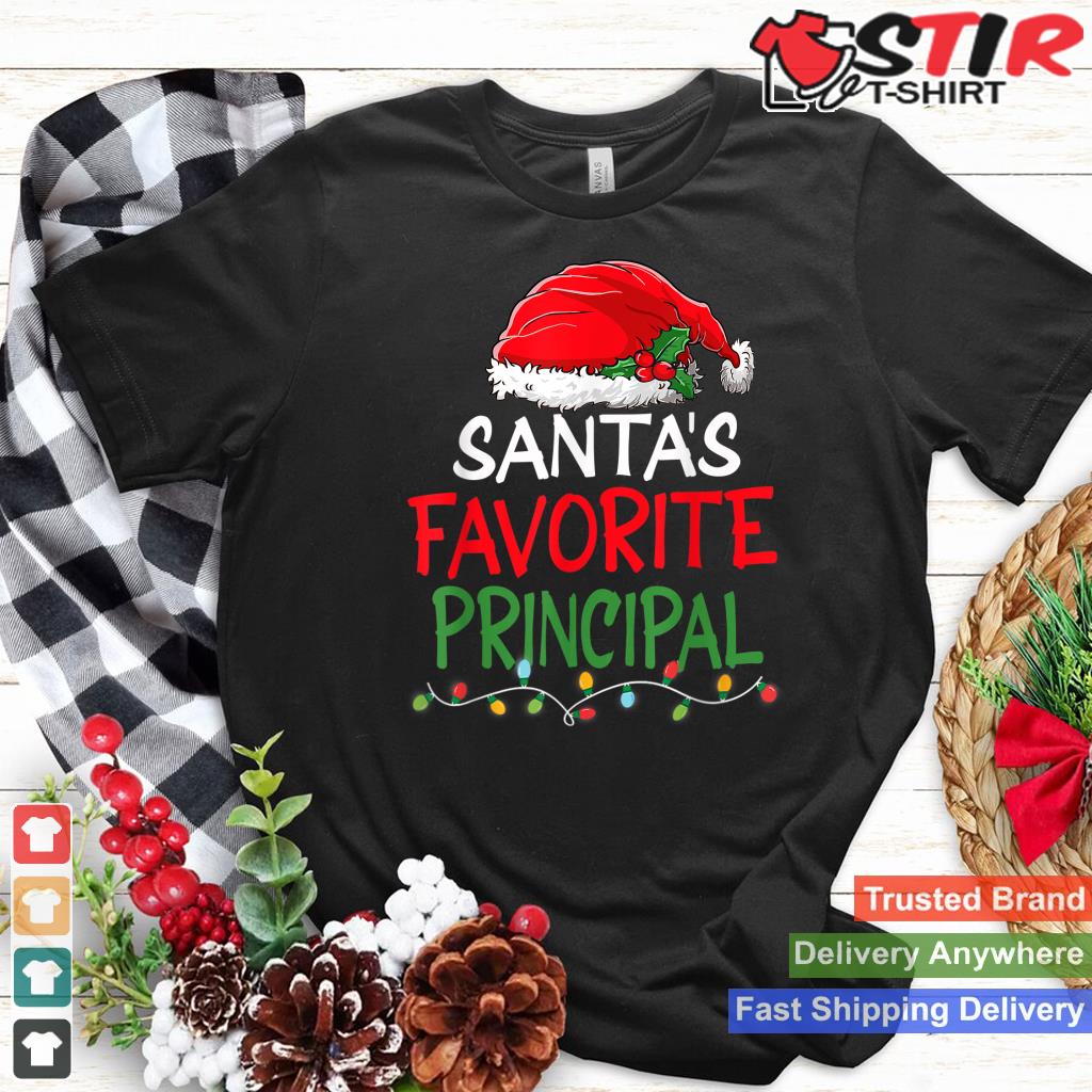 Santa's Favorite Principal Christmas Santa Claus Tree Lights_1 Shirt Hoodie Sweater Long Sleeve