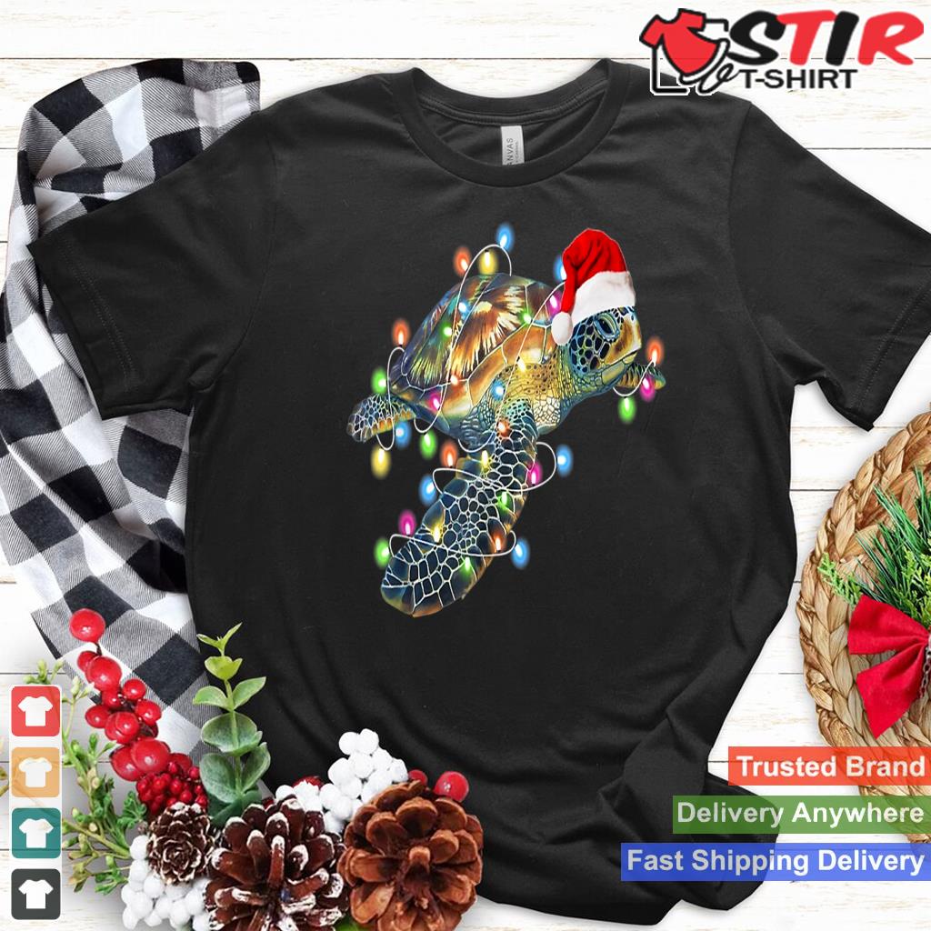 Sea Turtle Christmas Lights Tree Sea Turtle Xmas Santa Claus Shirt Hoodie Sweater Long Sleeve