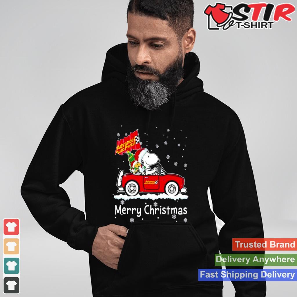 Snoopy And Woodstock Drive Car Advance Auto Parts Merry Christmas Shirt TShirt Hoodie Sweater Long