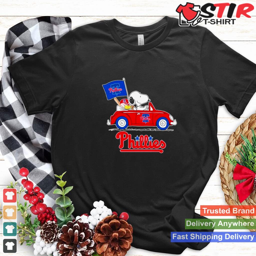Snoopy And Woodstock Riding Car Philadelphia Phillies Flag 2023 Shirt TShirt Hoodie Sweater Long