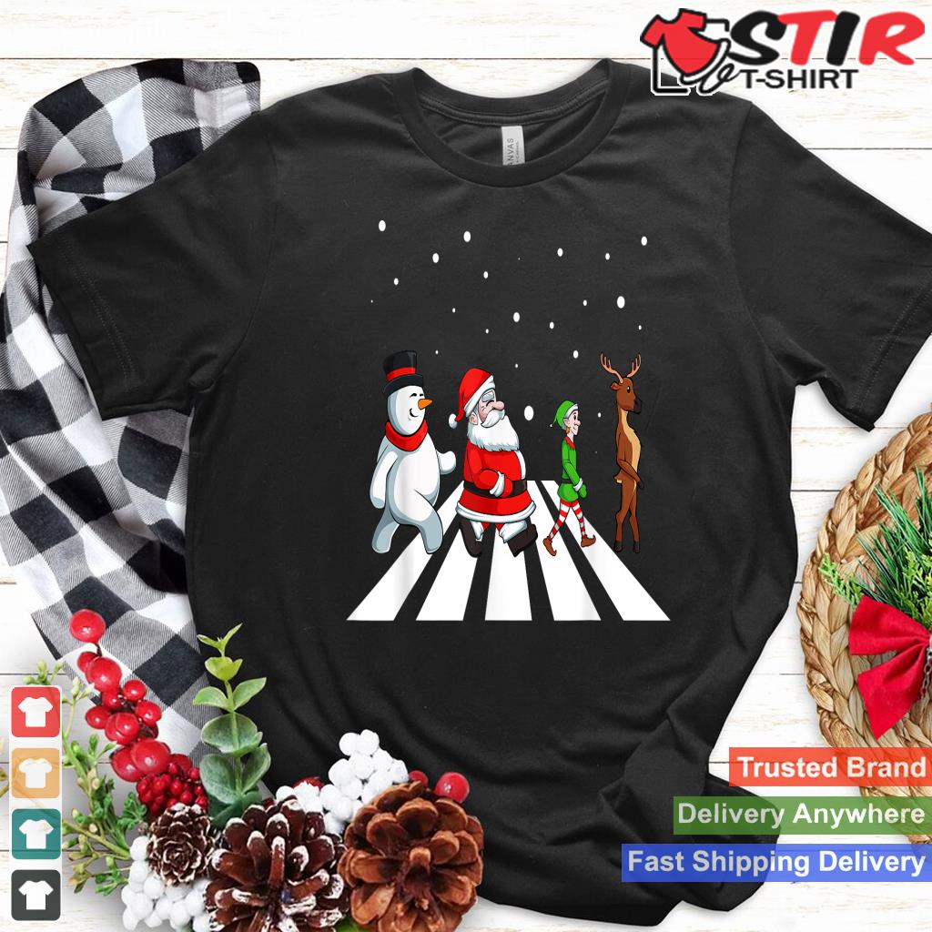 Snowman Santa Elf Reindeer Crossing Christmas Pajama X Mas