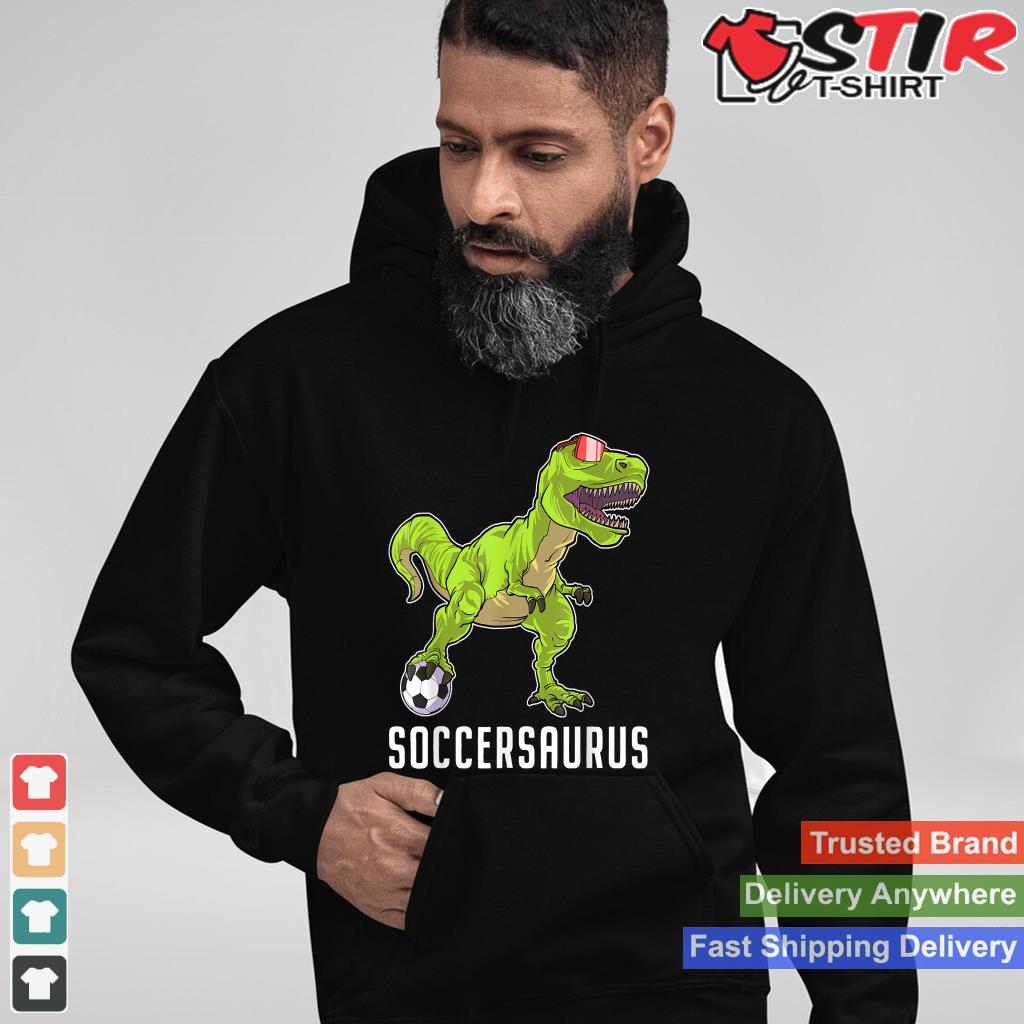 Soccer Fans Kids Gift T Rex Dinosaur Football Player Boys Shirt Hoodie Sweater Long Sleeve