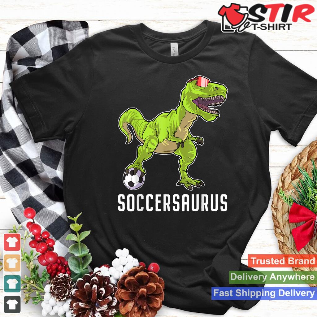 Soccer Fans Kids Gift T Rex Dinosaur Football Player Boys Shirt Hoodie Sweater Long Sleeve