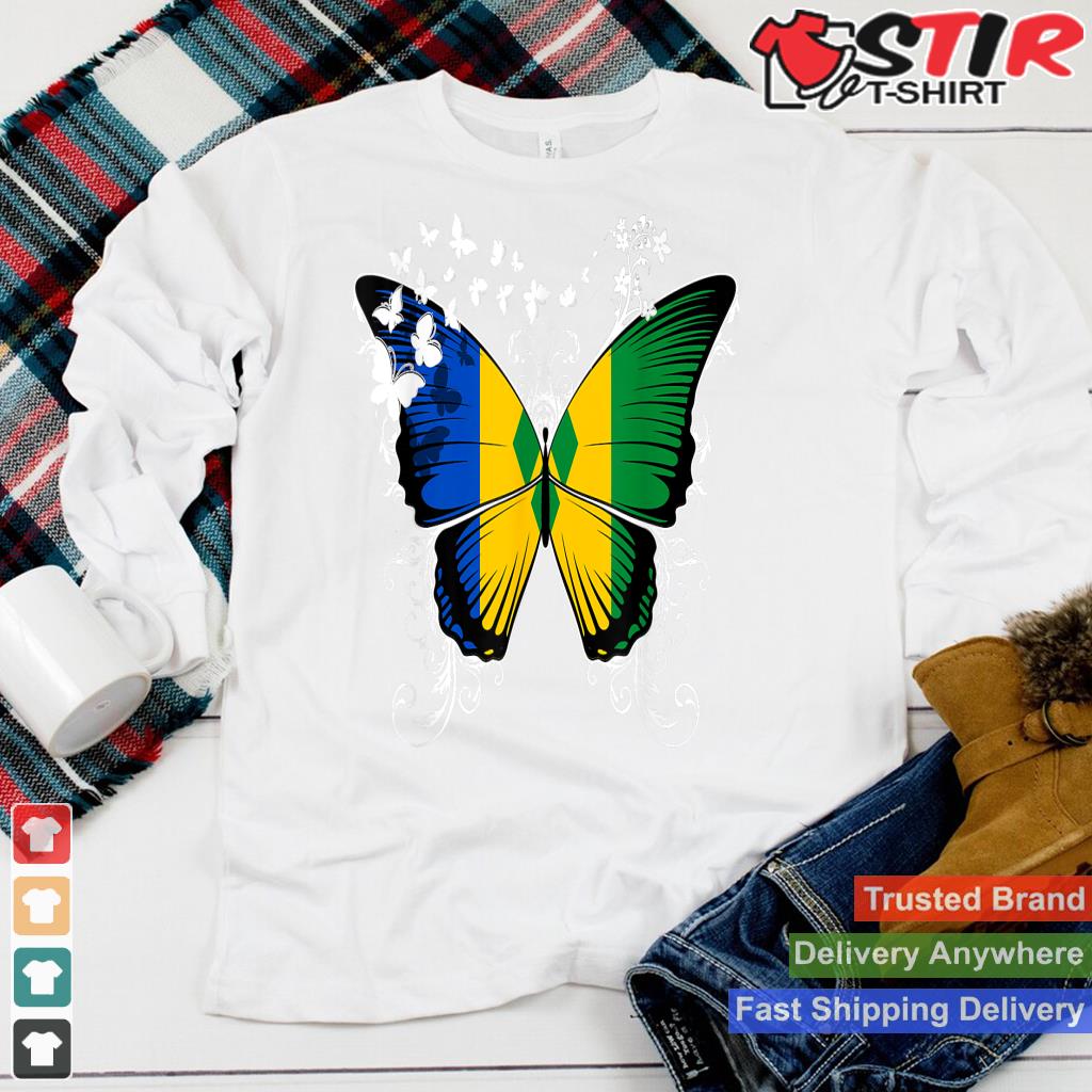 St Vincent Flag Shirt Butterfly Graphic T Shirt Shirt Hoodie Sweater Long Sleeve