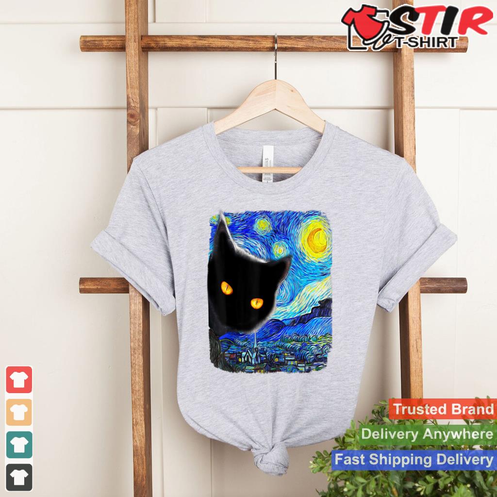 Starry Night Cat, Van Gogh Cat, Cat Art Lover, Cat Mom Dad Shirt Hoodie Sweater Long Sleeve