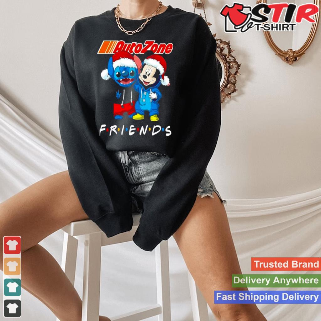 Stitch And Mickey Mouse Auto Zone Friends Merry Christmas Shirt TShirt Hoodie Sweater Long