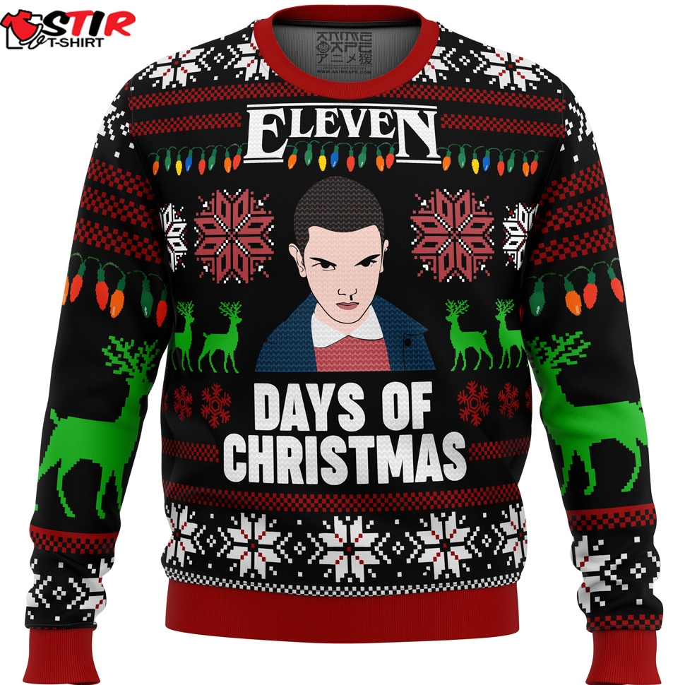 Stranger Things Eleven Days Of Xmas Ugly Christmas Sweater Stirtshirt