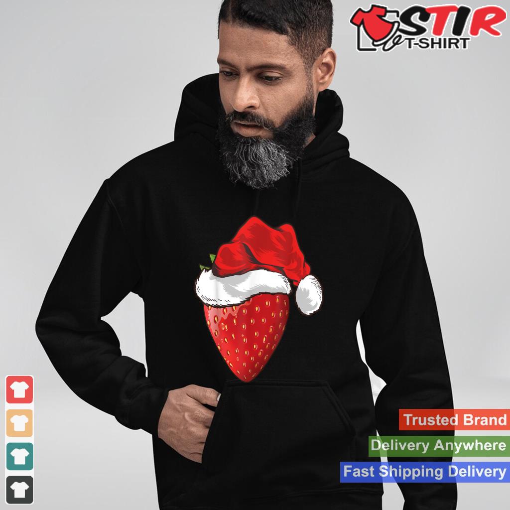 Strawberry Lover Gift Santa Hat Strawberry Christmas Shirt Hoodie Sweater Long Sleeve