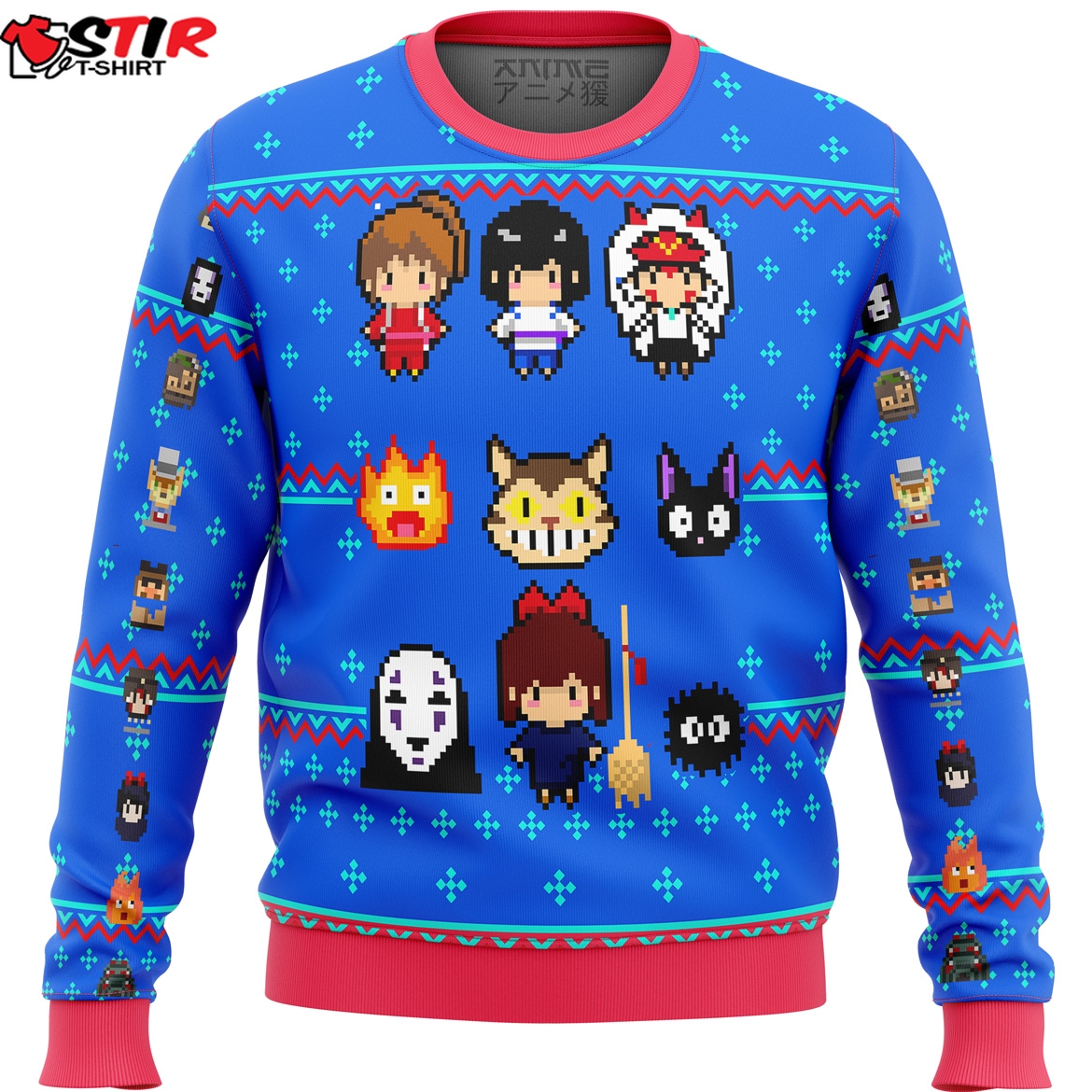 Studio Ghibli Blue Ugly Christmas Sweater Stirtshirt