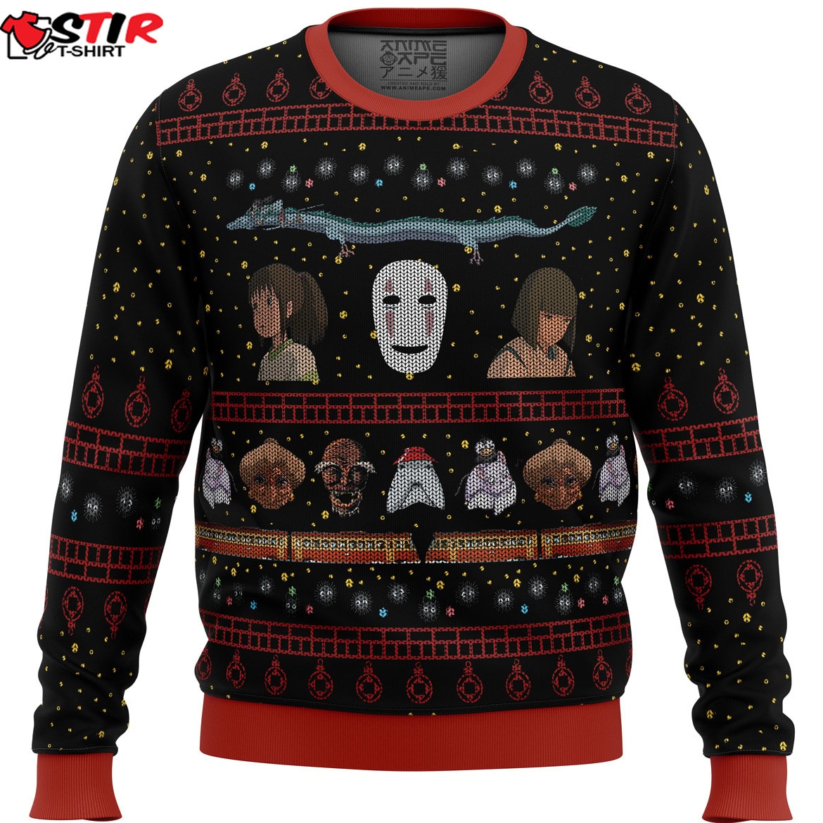 Studio Ghibli No Face Spirited Away Ugly Christmas Sweater Stirtshirt