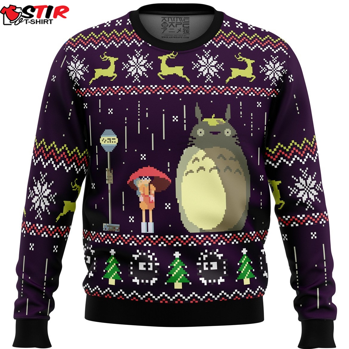Studio Ghibli Totoro Rain Miyazaki Ugly Christmas Sweater Stirtshirt