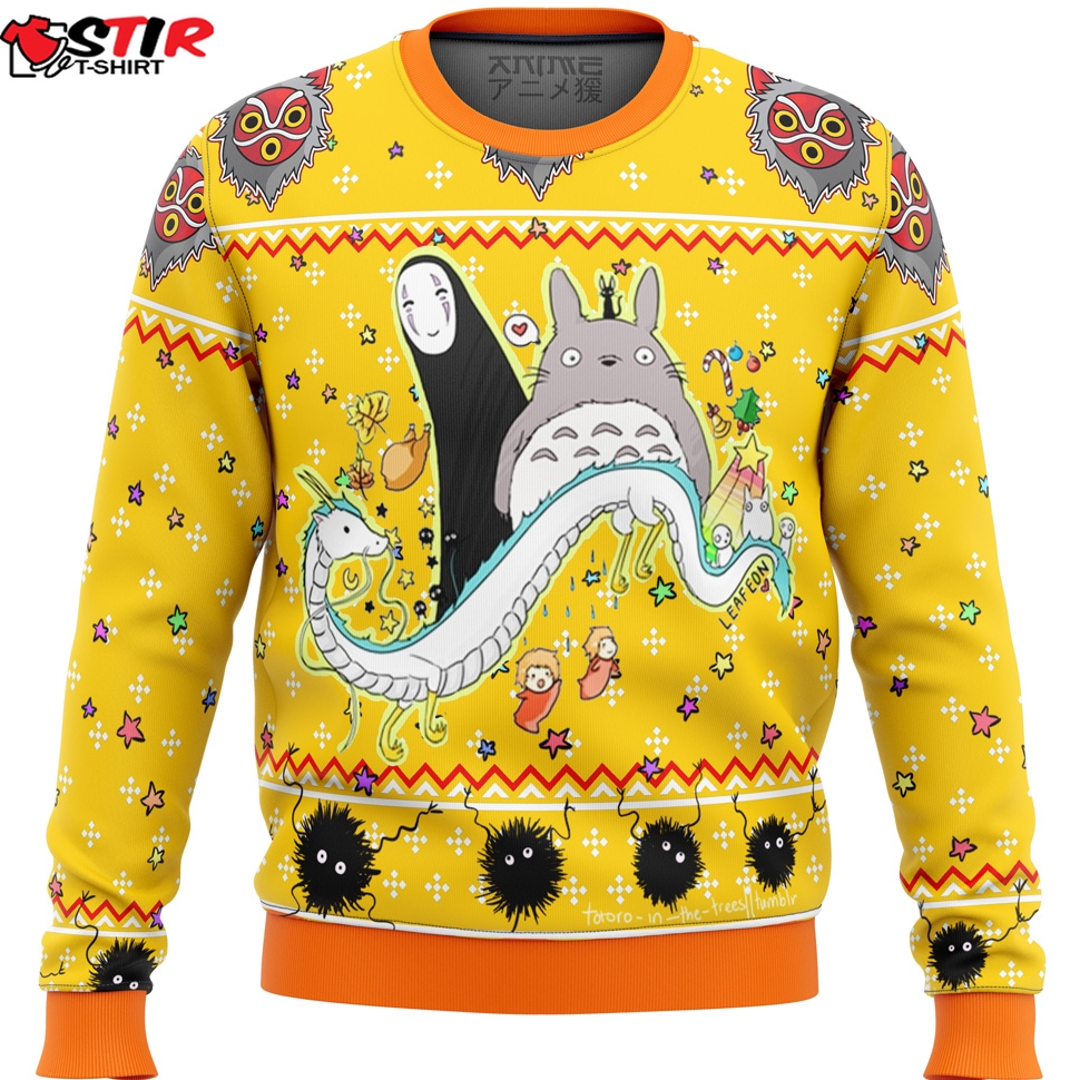 Studio Ghibli Yellow Ugly Christmas Sweater Stirtshirt