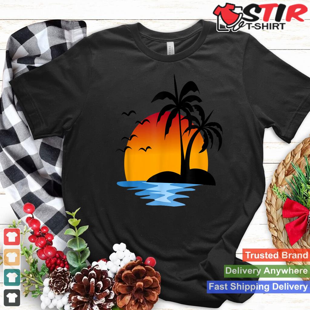 Sunset Beach Silhouette Tropical Palm Tree Summer Lover Shirt Hoodie Sweater Long Sleeve