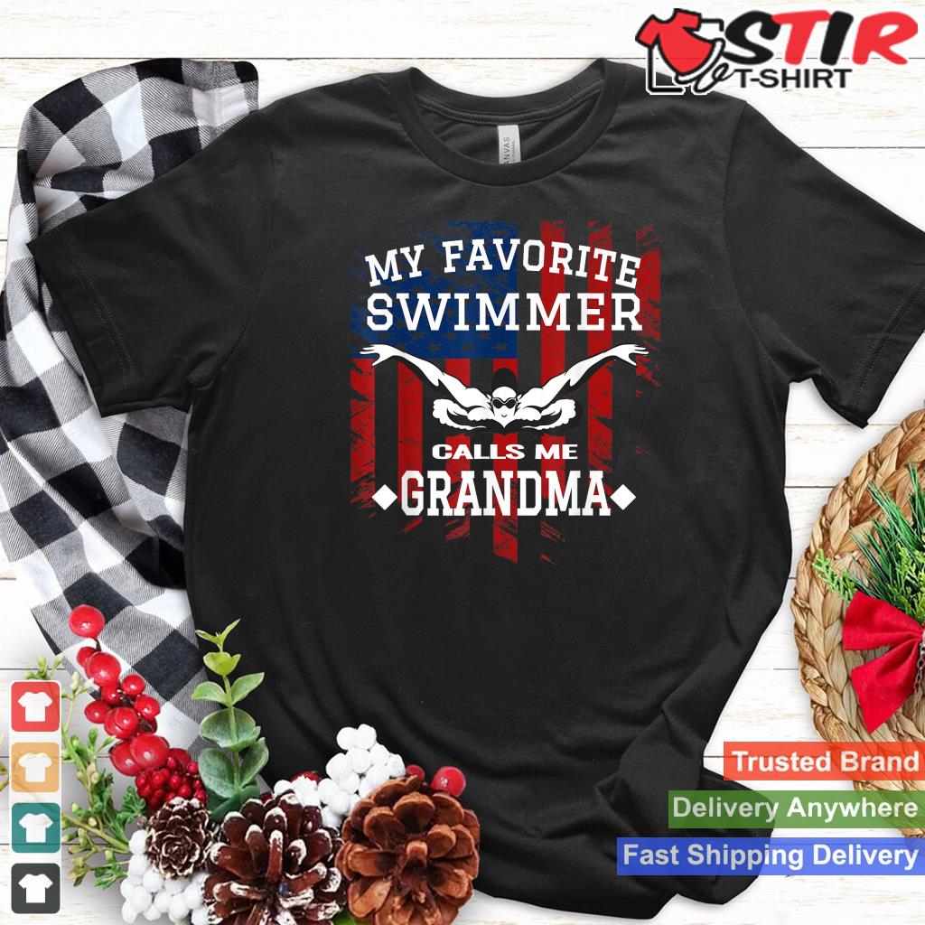 Swim Grandma Tshirt Funny Us American Flag Swimming Gift Tee