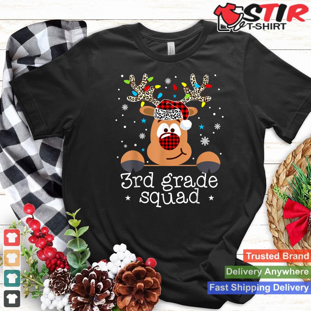 Third Grade Squad Plaid Reindeer Santa Teacher Christmas Shirt Hoodie Sweater Long Sleeve