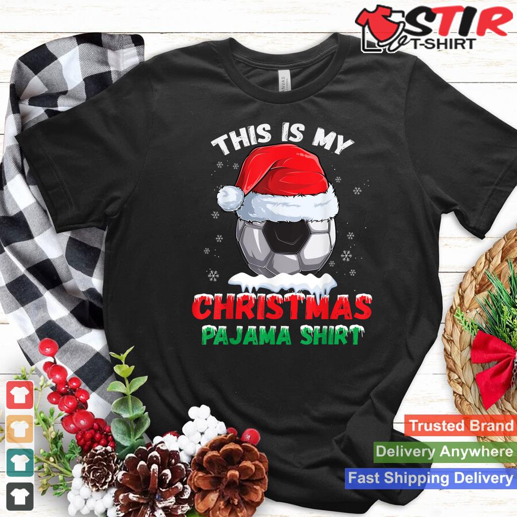 This Is My Christmas Pajama Shirt Soccer Santa Hat Boys