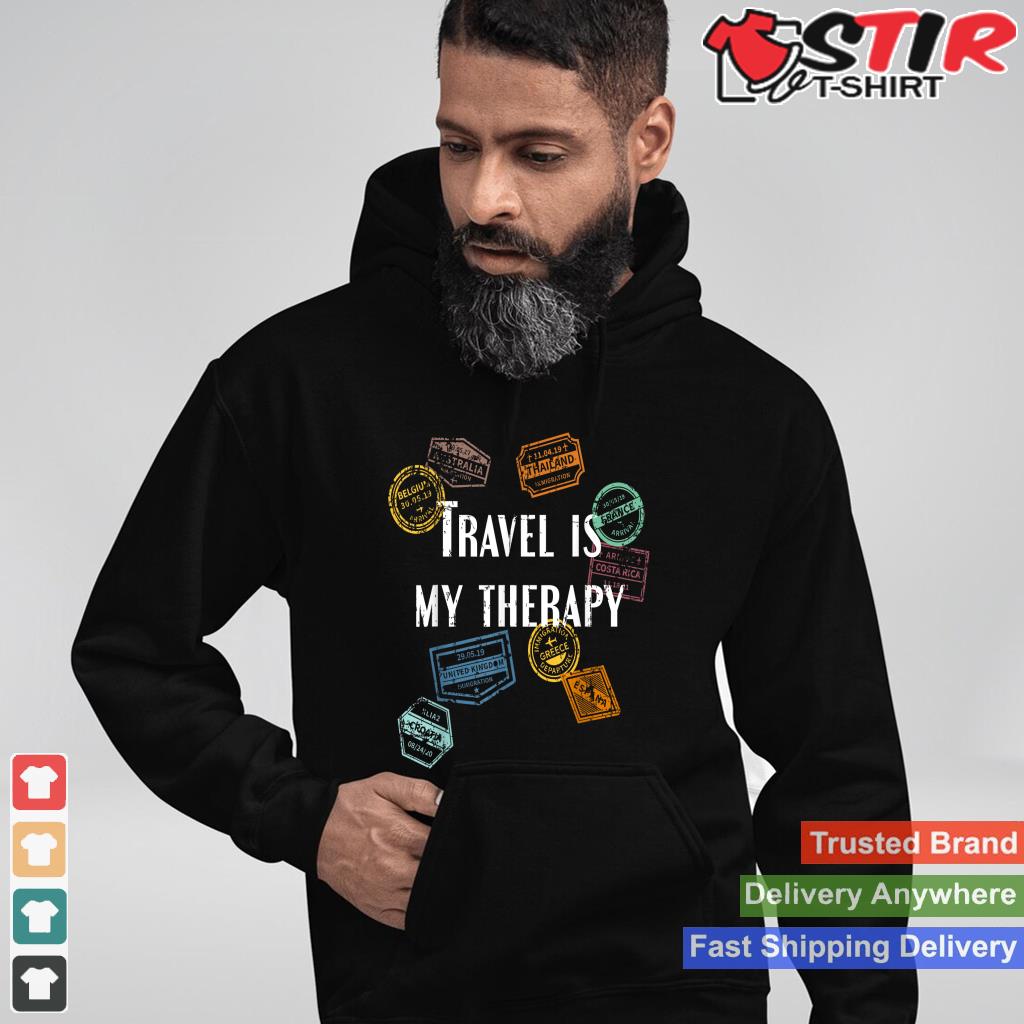 Travel Is My Therapy Distressed World Traveler Passport_1 Shirt Hoodie Sweater Long Sleeve