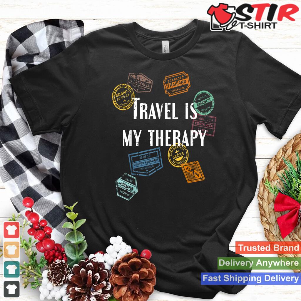 Travel Is My Therapy Distressed World Traveler Passport_1 Shirt Hoodie Sweater Long Sleeve