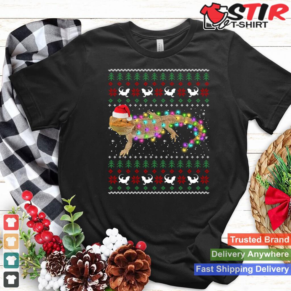 Ugly Christmas Bearded Dragon Santa Hat Lights Xmas Gift Long Sleeve_1 Shirt Hoodie Sweater Long Sleeve