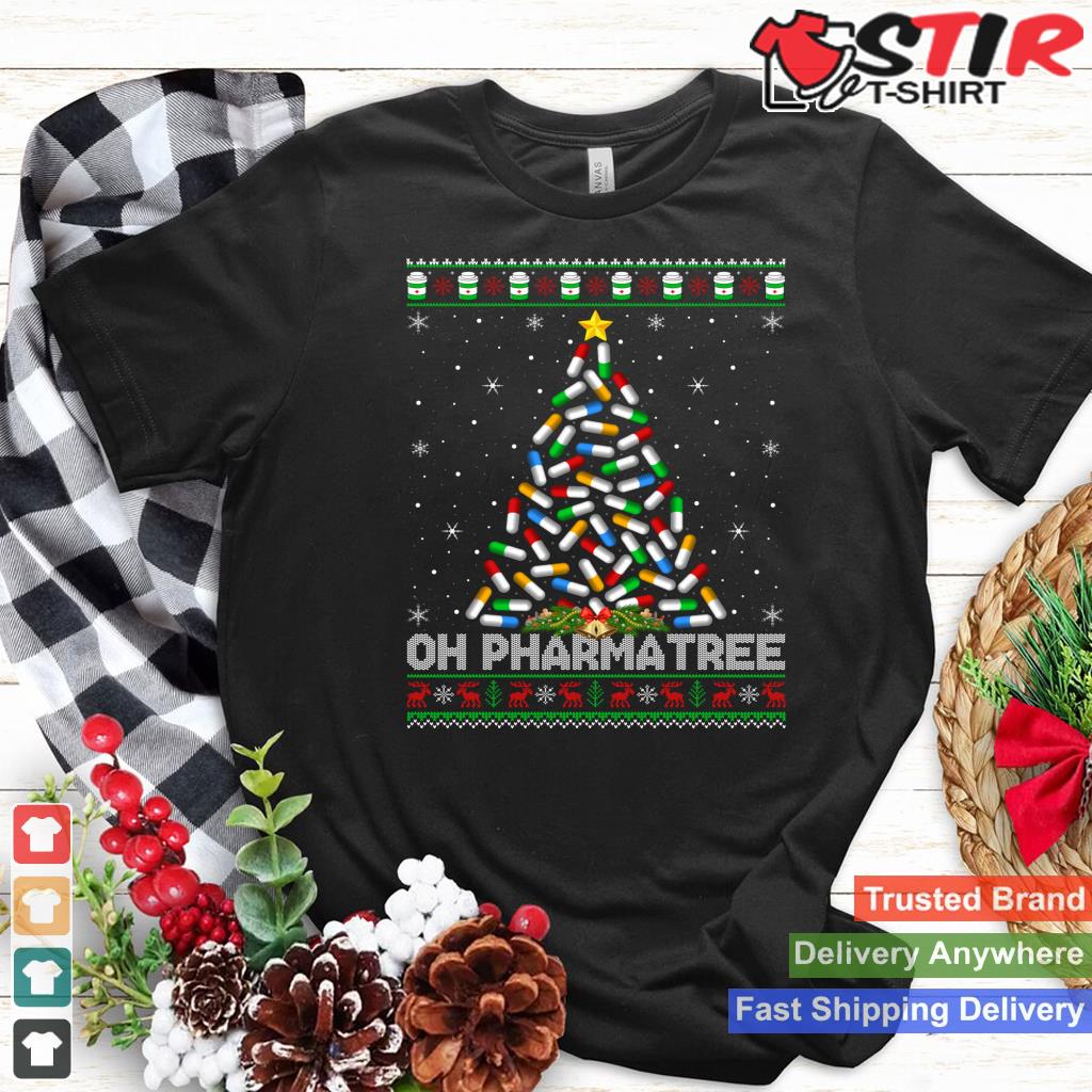 Ugly Xmas Oh Pharmatree Pharmacist Pills Christmas Tree Long Sleeve Shirt Hoodie Sweater Long Sleeve