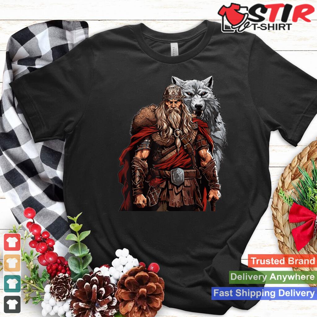 Viking Warrior With Wolf Norse Mythology Shirt Hoodie Sweater Long Sleeve